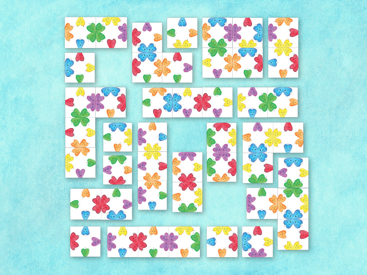 Field of tiles flipped open during a game of Lucky Clover.