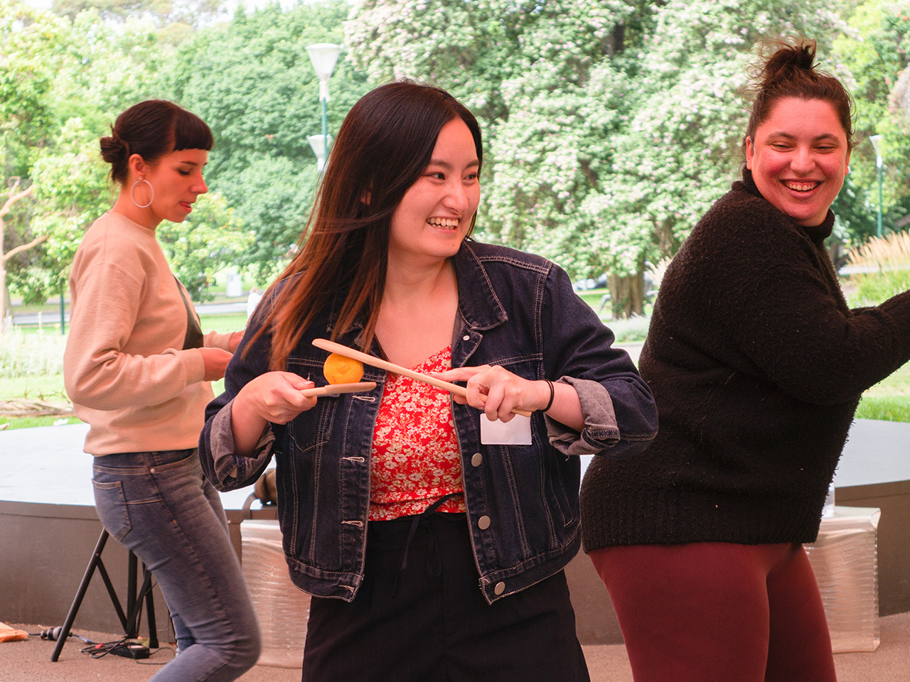 Participants playing Lemon Jousting at MPavilion.