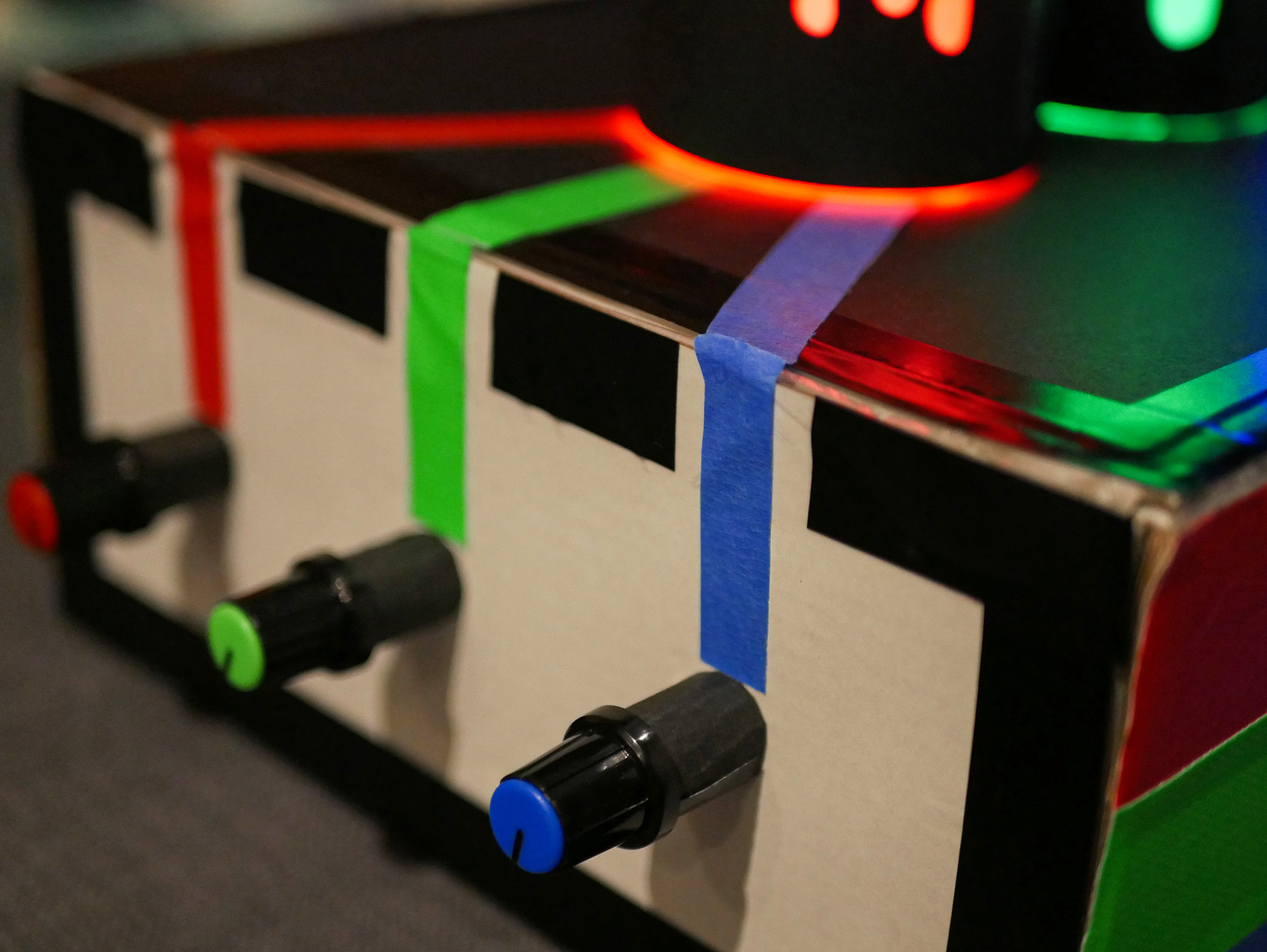 Close up of the PaintMixer 3000's RGB controls.