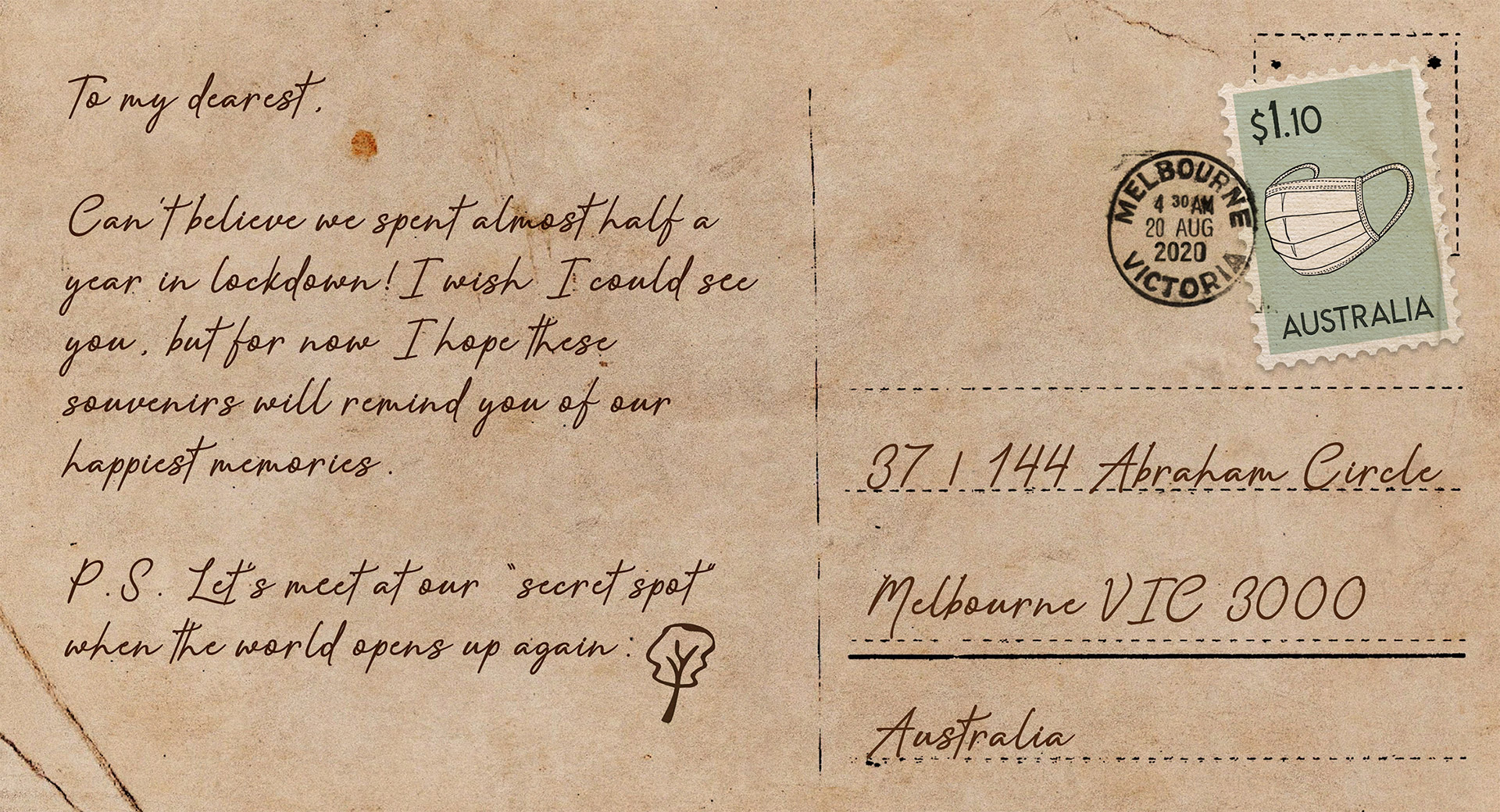 Back of postcard for Postcard Memento.