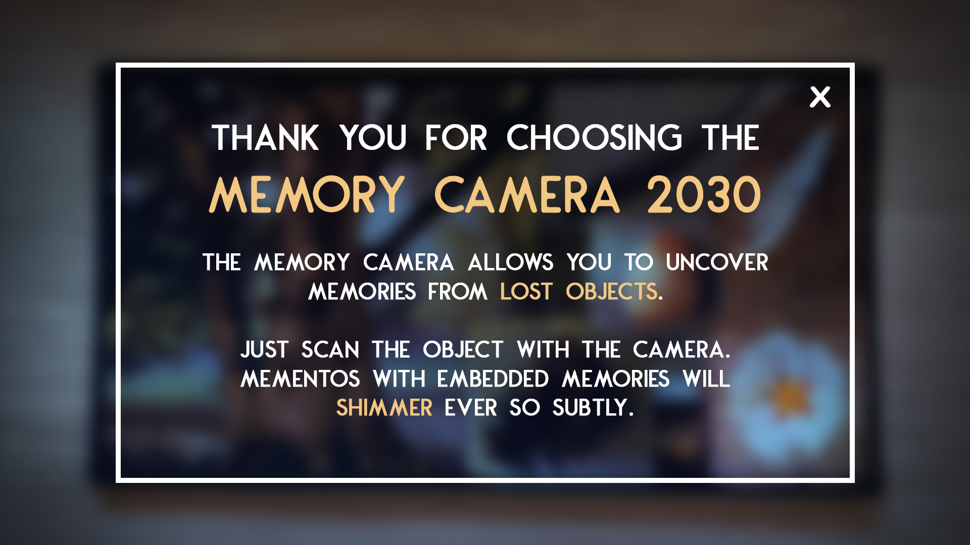Introduction screen for Postcard Memento.