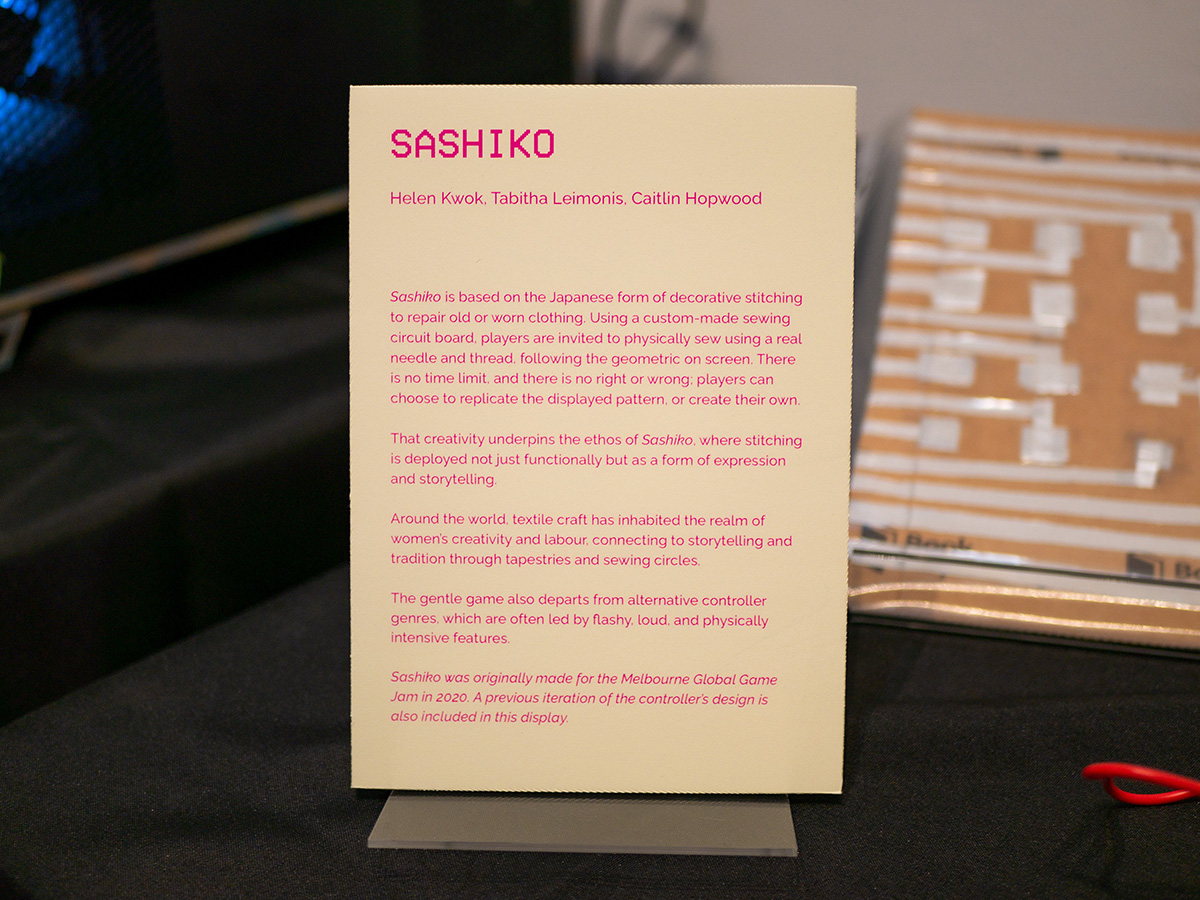 Exhibition label for Sashiko exhibit.